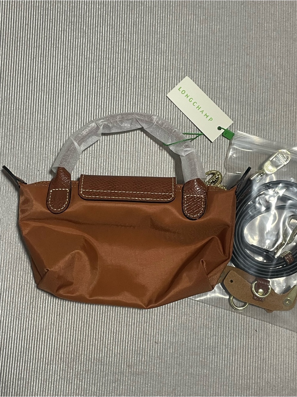 Longchamp Small Mini Le Pliage Top-Handle Bag in Brown - Picture 2 of 5